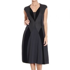 Giorgio Armani Black Velvet and Mesh Panel Dress, size 46